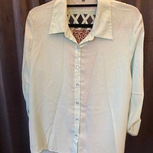 The Rage Women's Blouse Mint Green with Animal Print, Size L